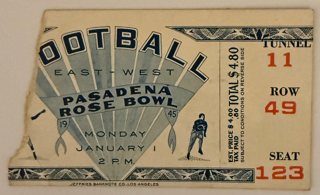 January 1, 1945, Rose Bowl Game, USC versus Tennessee