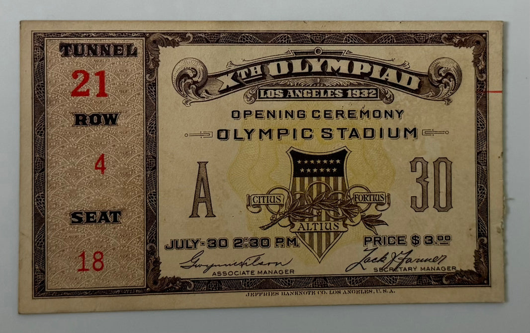 1932 Ceremony Los Angeles Summer Olympic Games