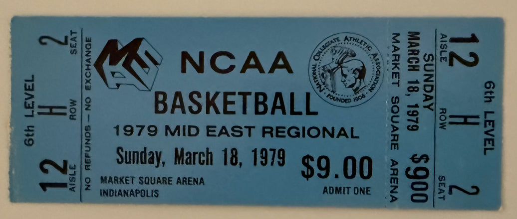 March 18, 1979, NCAA Basketball Mideast Regional - Elite 8 - Magic Johnson - Full Ticket