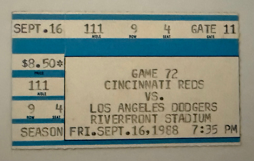 September 16, 1988, Tom Browning Perfect Game versus Los Angeles Dodgers