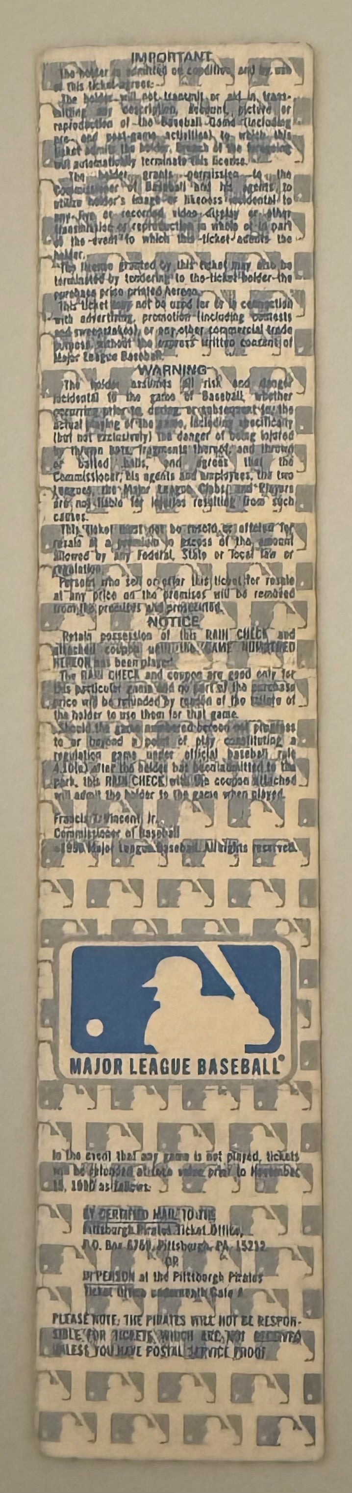 1990 NLCS Full Ticket Game Three, Pittsburgh