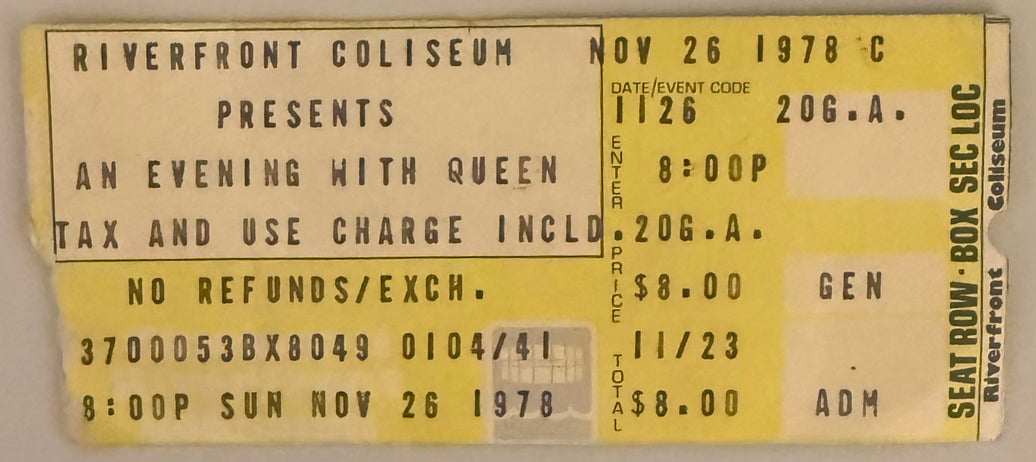 November 26, 1978, An Evening with Queen, Cincinnati Riverfront Coliseum