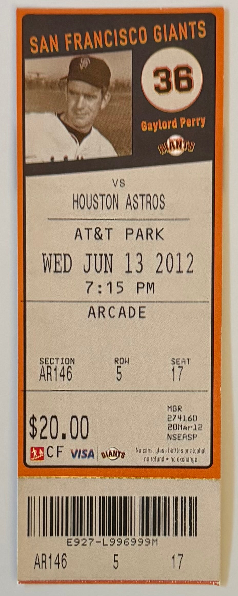 June 13, 2012, Matt Cain Perfect Game, 1/24