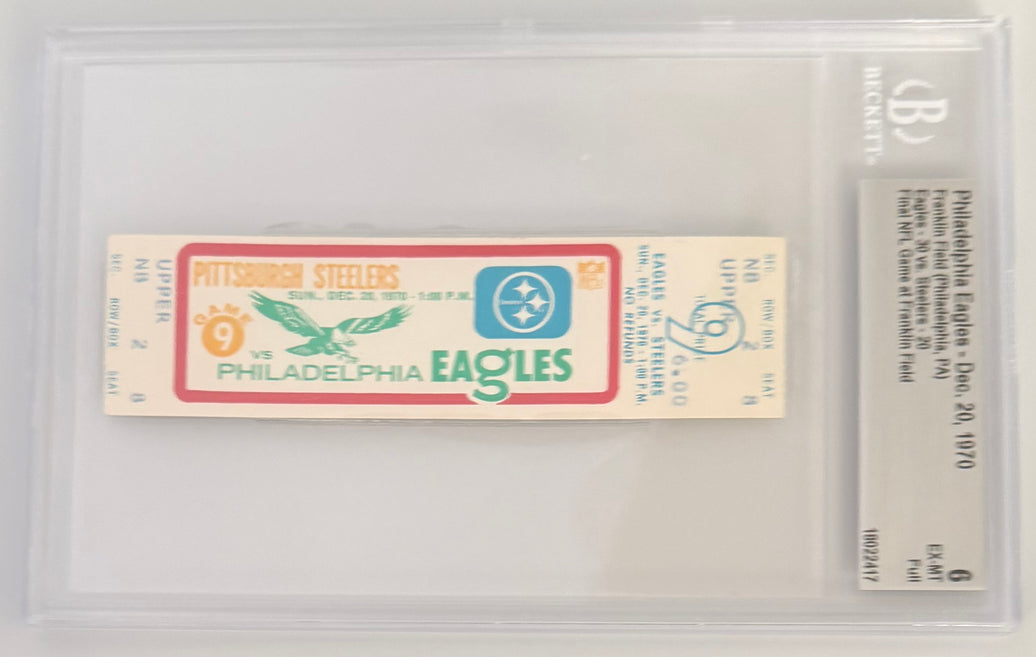 December 20, 1970, Final Game Franklin Field, T. Bradshaw (Punt), Beckett-EX-MT