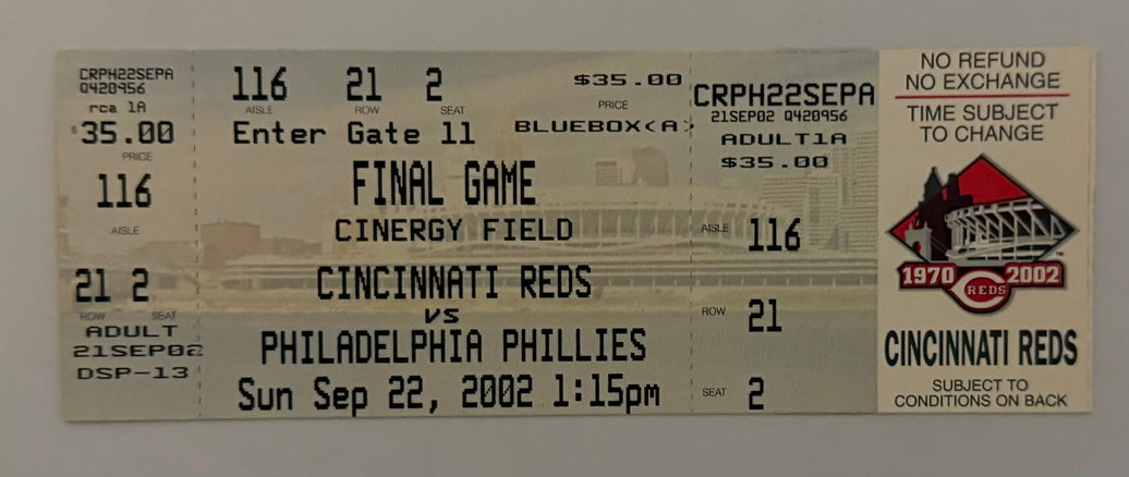 2002 Cincinnati Reds Final Game at Riverfront Stadium/Cinergy Field, September 22, 2002