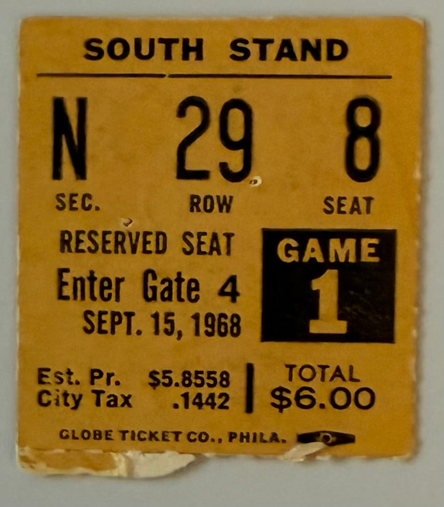 September 15, 1968, Bengals First Ever Regular Season Home Game at Nippert Stadium Signed by First Ever Bengal John Stofa