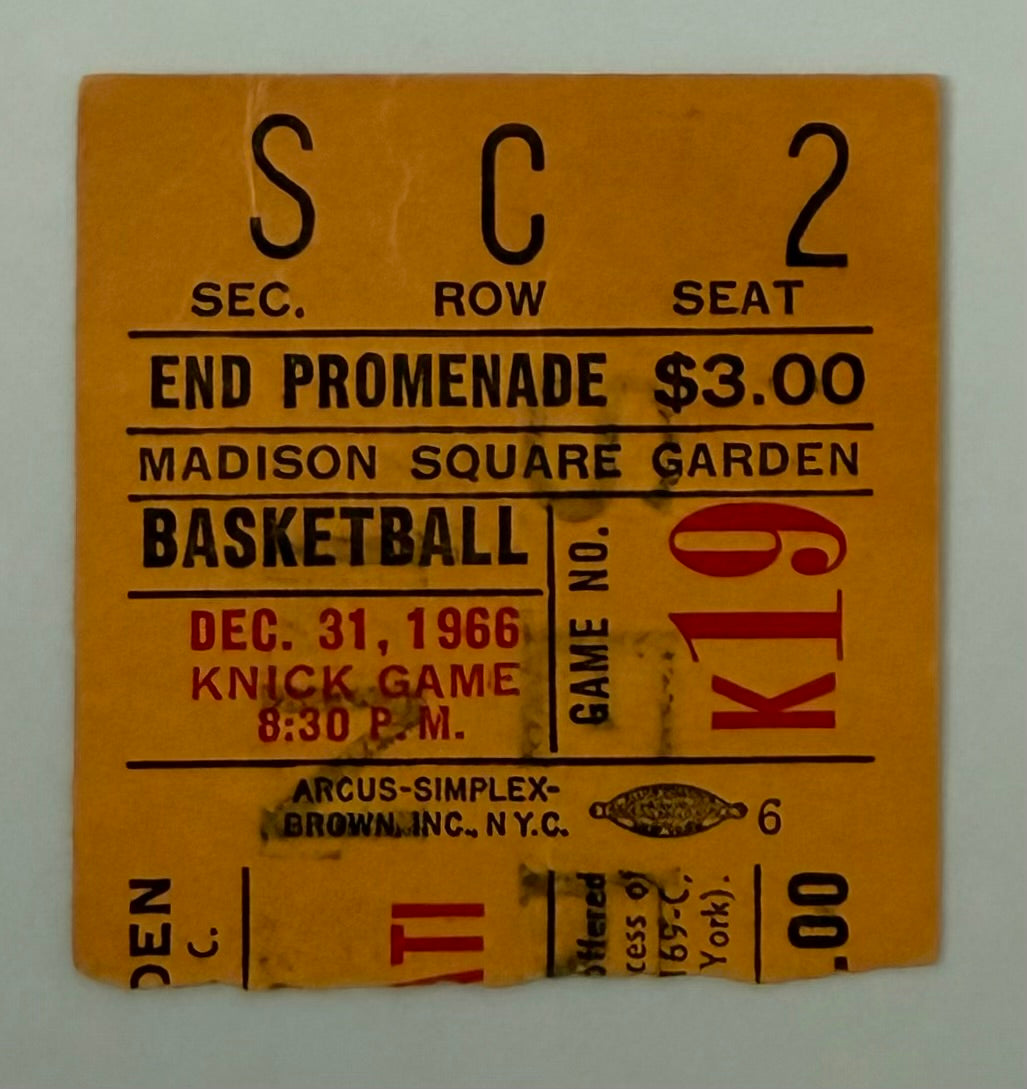 1966 New York Knicks at Madison Square Garden versus Cincinnati Royals, December 31, 1966
