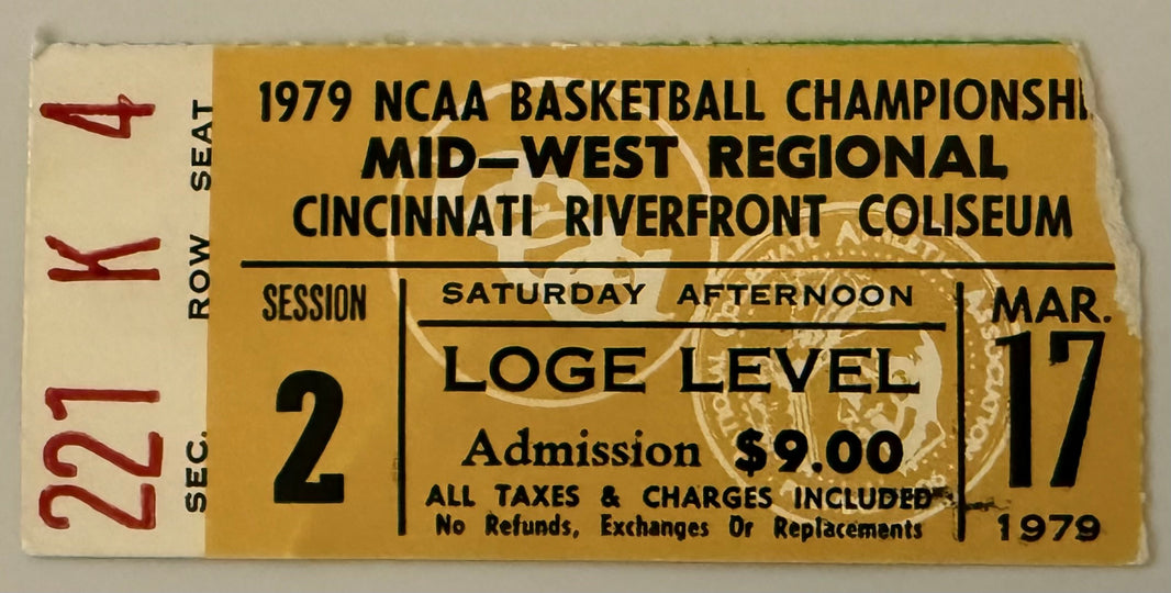 3/17/1979 1979 Midwest Regional NCAA Basketball Semi-Finals, Larry Bird - Indiana State