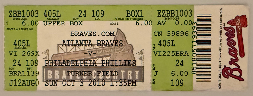 October 3, 2010, Final Game for Braves Manager Bobby Cox and Billy Wagner