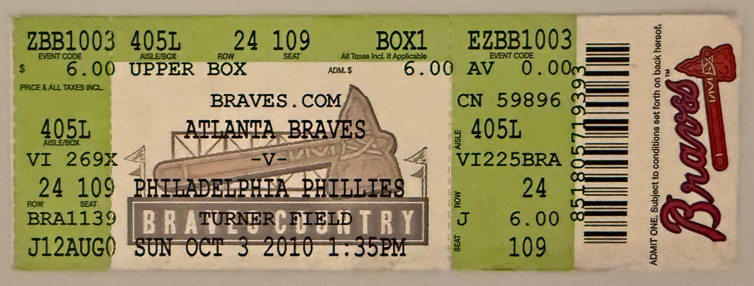 October 3, 2010, Final Game for Braves Manager Bobby Cox and Billy Wagner
