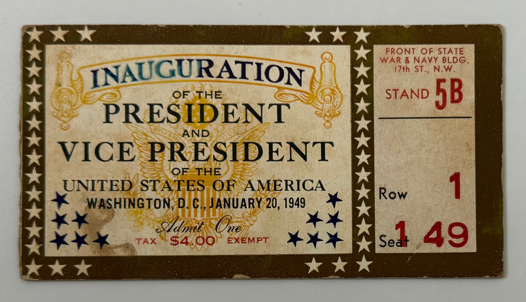 1949 Stub to the Inauguration of Harry Truman