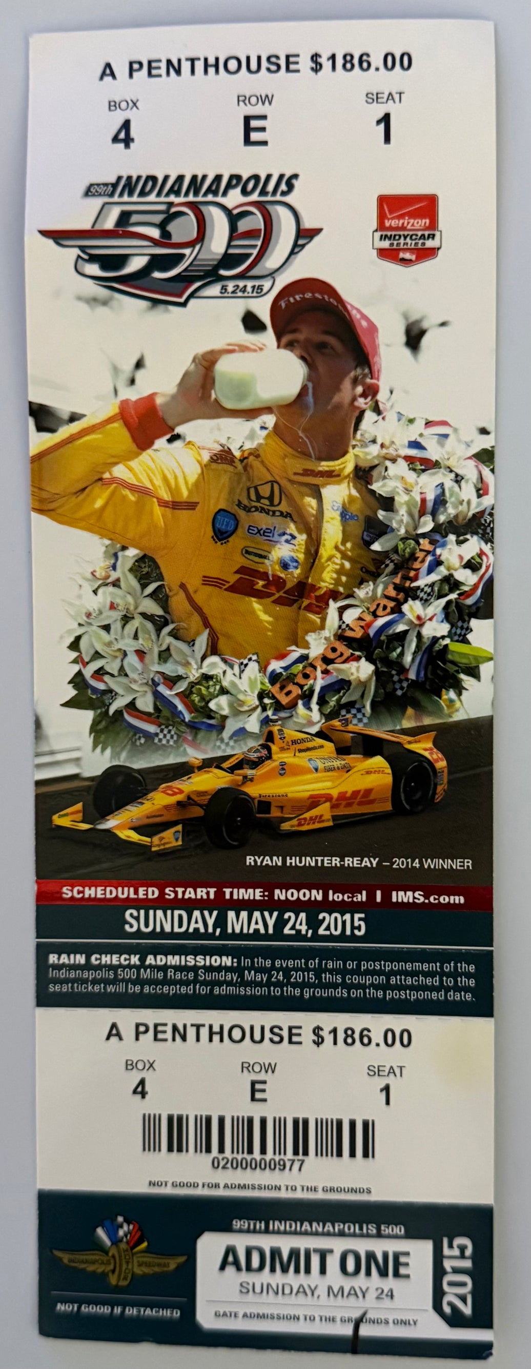 May 24, 2015, 99th Indianapolis 500, Full Penthouse Ticket