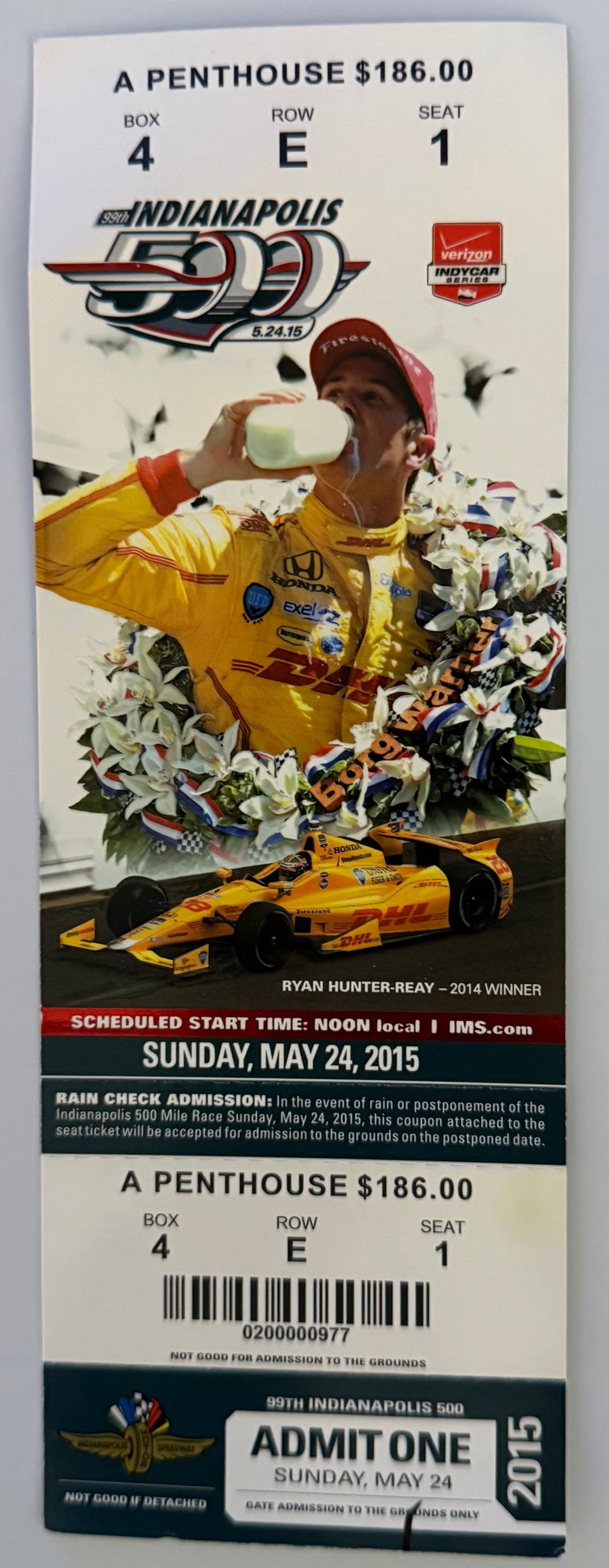May 24, 2015, 99th Indianapolis 500, Full Penthouse Ticket