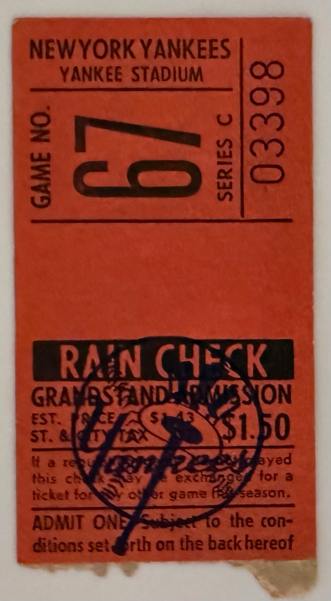 August 11, 1968, Yankees versus Minnesota, Tony Oliva HR 107