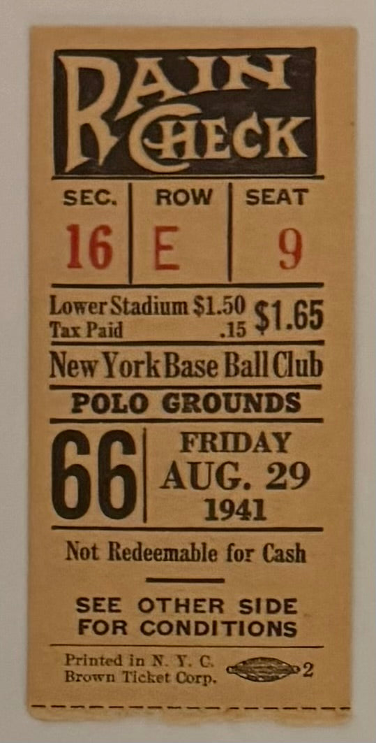 August 29, 1941, Brooklyn Dodgers at Polo Grounds