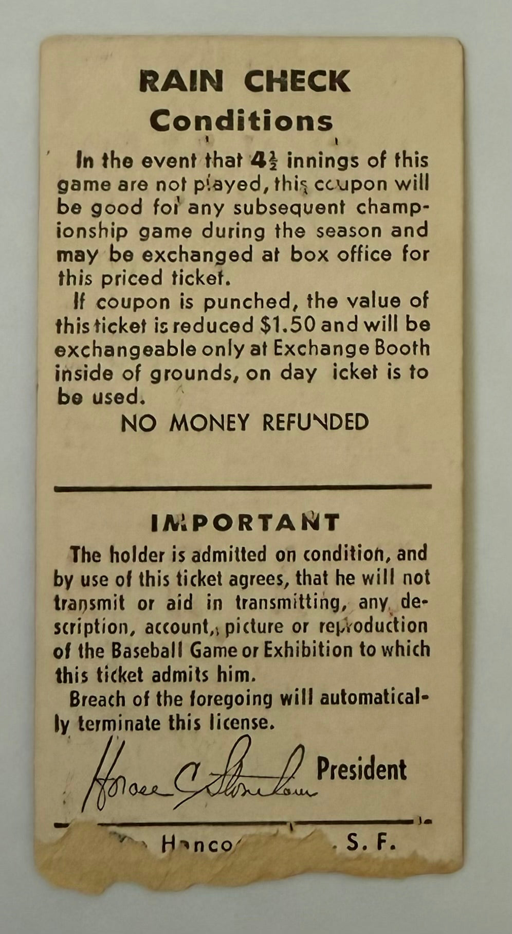May 16, 1959, SF Giants at Seal Stadium, Orlando Cepeda - Home Run, Willie Mays 3-5