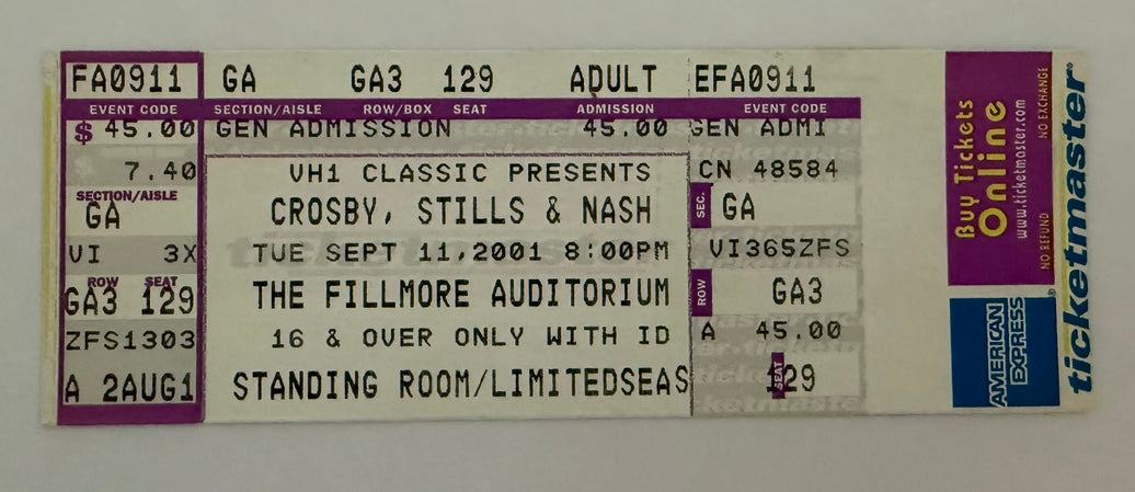 2001 Crosby, Stills and Nash at the Fillmore Auditorium, 9/11/2001