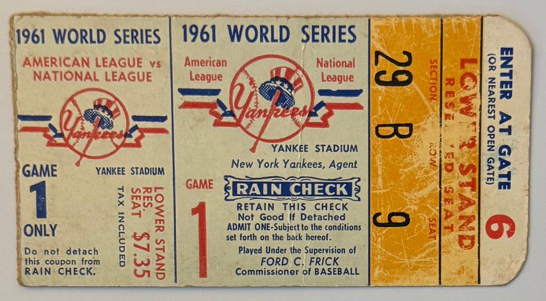 1961 World Series Game One, NY Yankees versus Pittsburgh Pirates