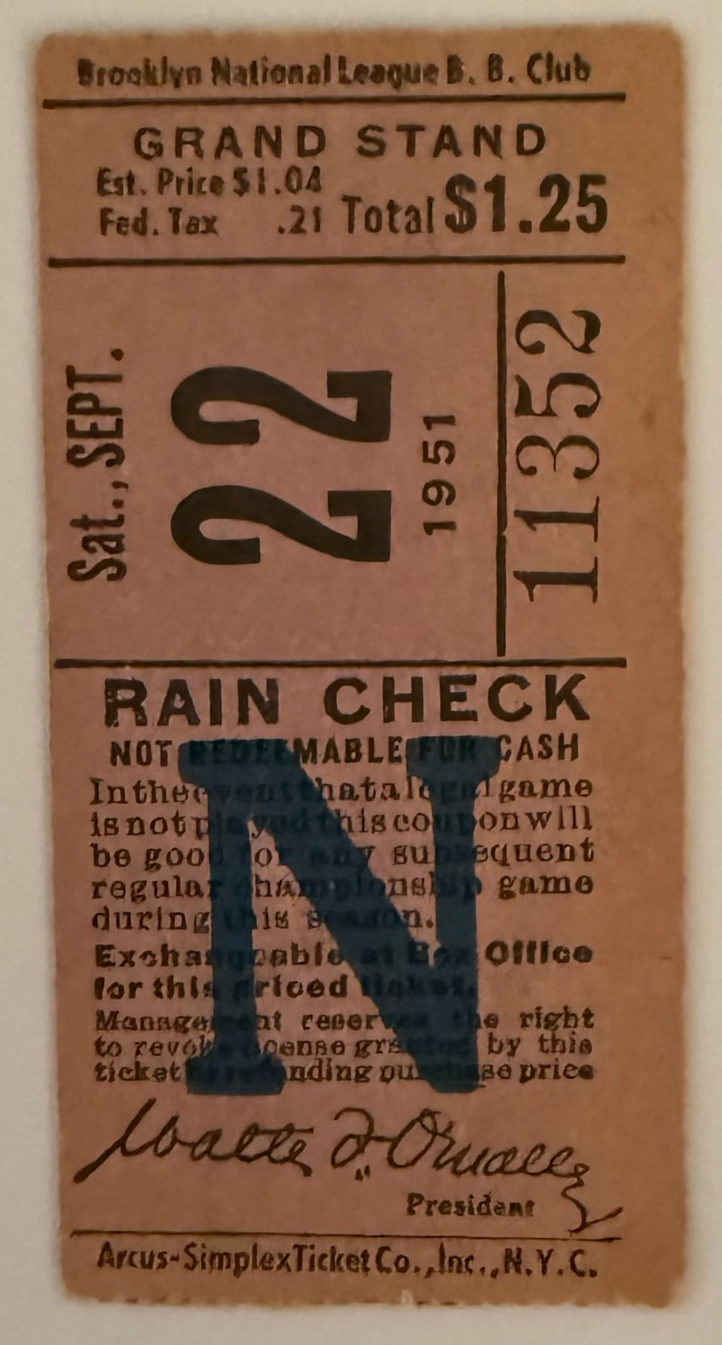 September 22, 1951, Brooklyn Dodgers Jackie Robinson One Hit