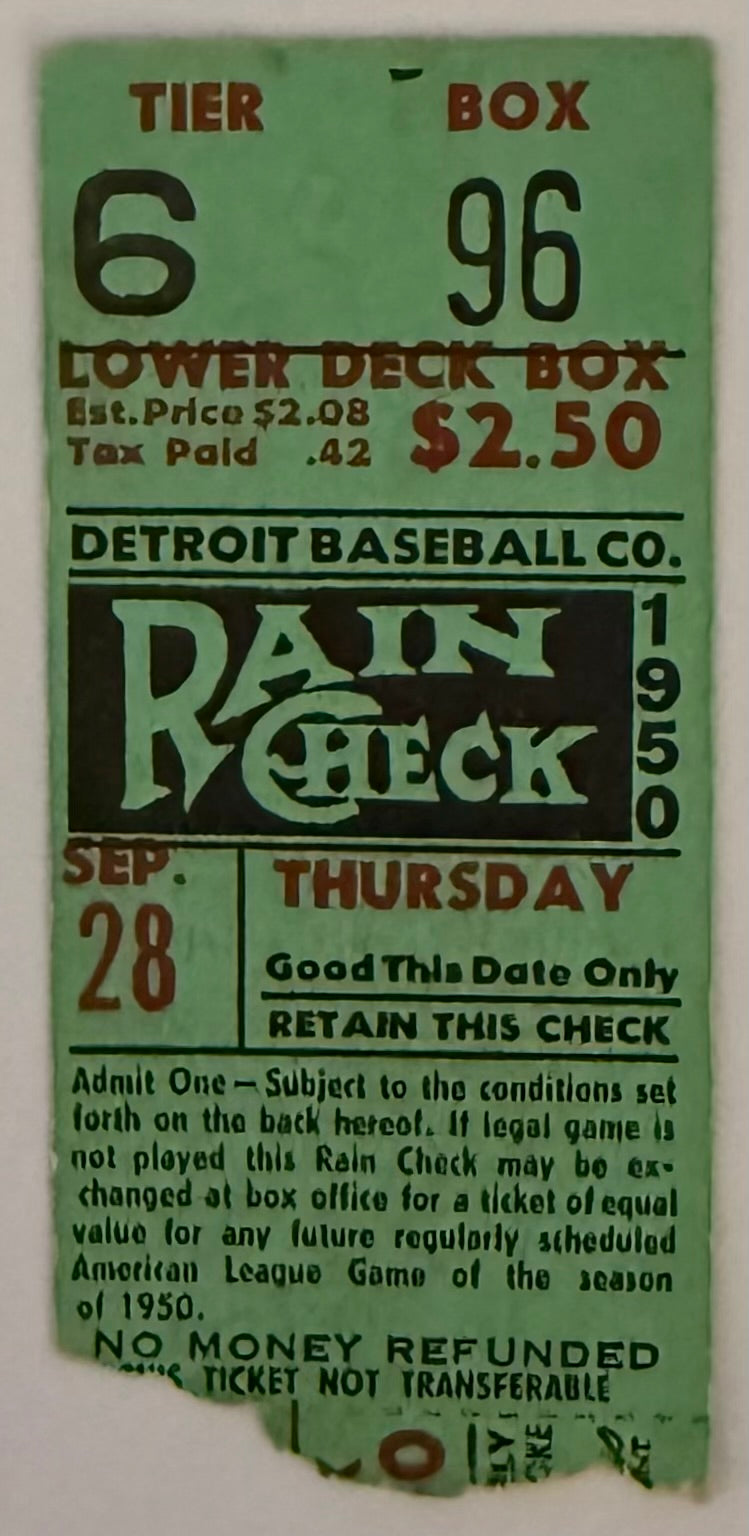 September 28, 1950, Detroit Tigers versus Browns