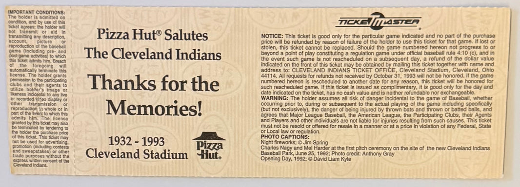 October 3, 1993, Indians versus White Sox, Final Game - Cleveland Stadium