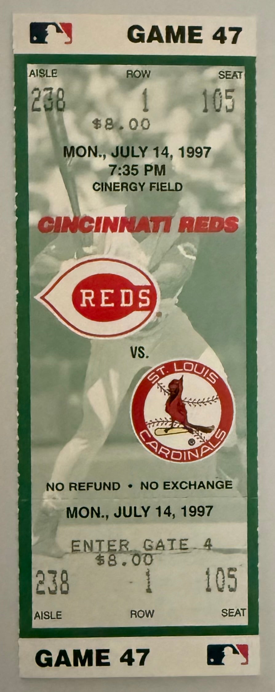 7/14/1997 Cincinnati Reds versus St. Louis Cardinals, Fernando Valenzuela Final Game