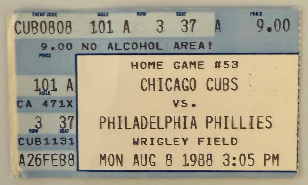 August 8, 1988, First Official Night Game at Wrigley - Game PPD