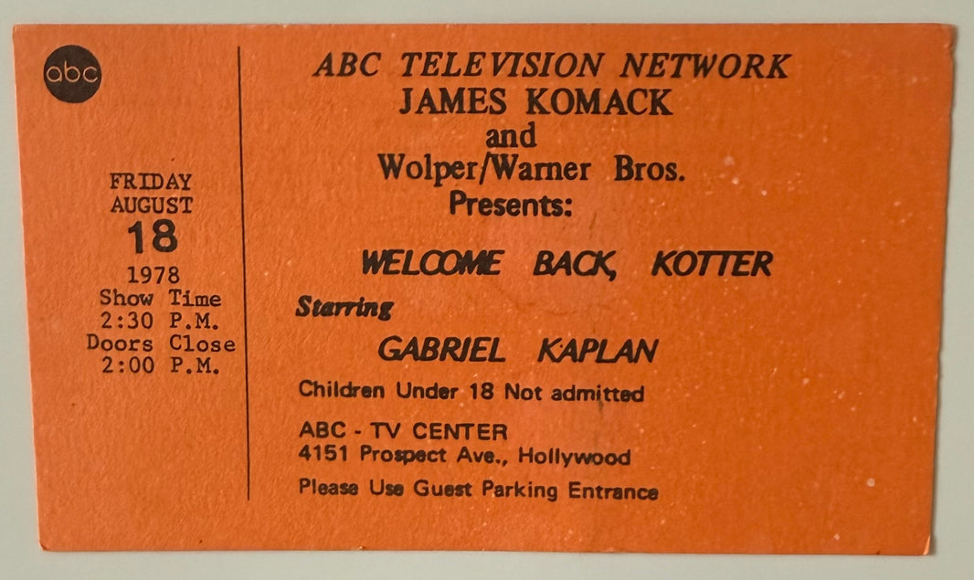 August 18, 1978, Welcome Back Kotter Show Taping