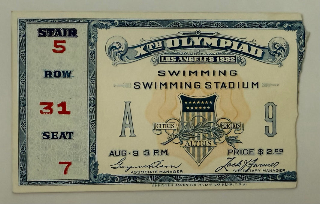 1932 Los Angeles Summer Olympics, Swimming, August 1932