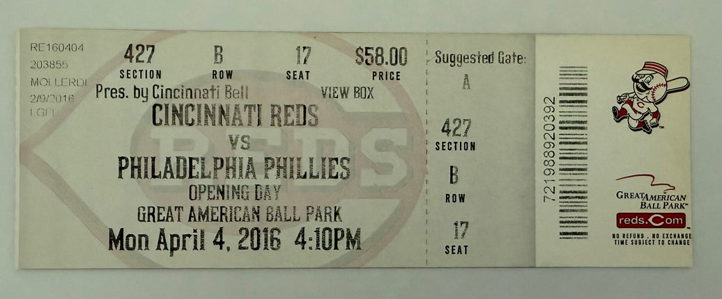 April 4, 2016, Cincinnati Reds Opening Day