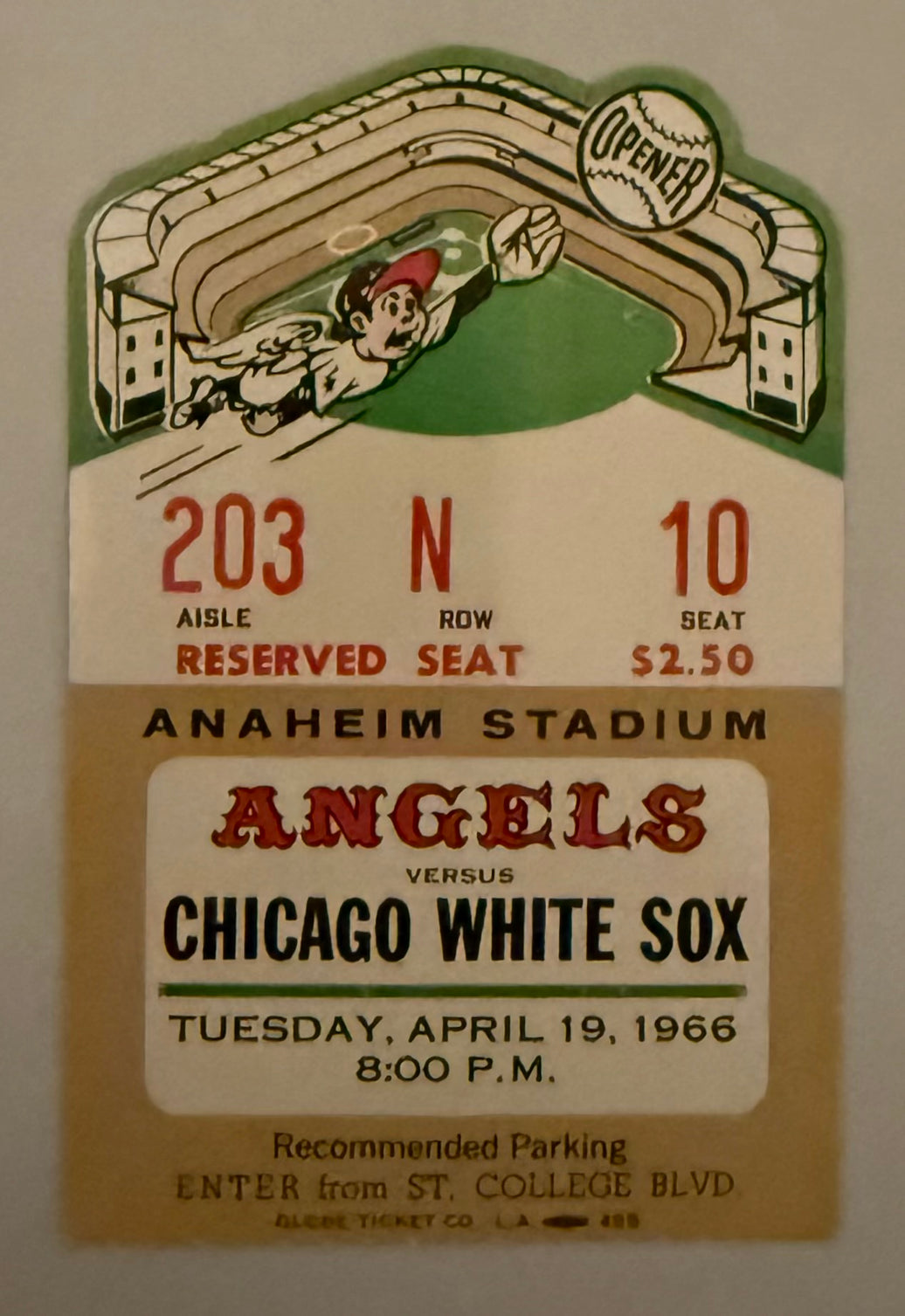 1966 First Game at Anaheim Stadium April 19, 1966 Die Cut