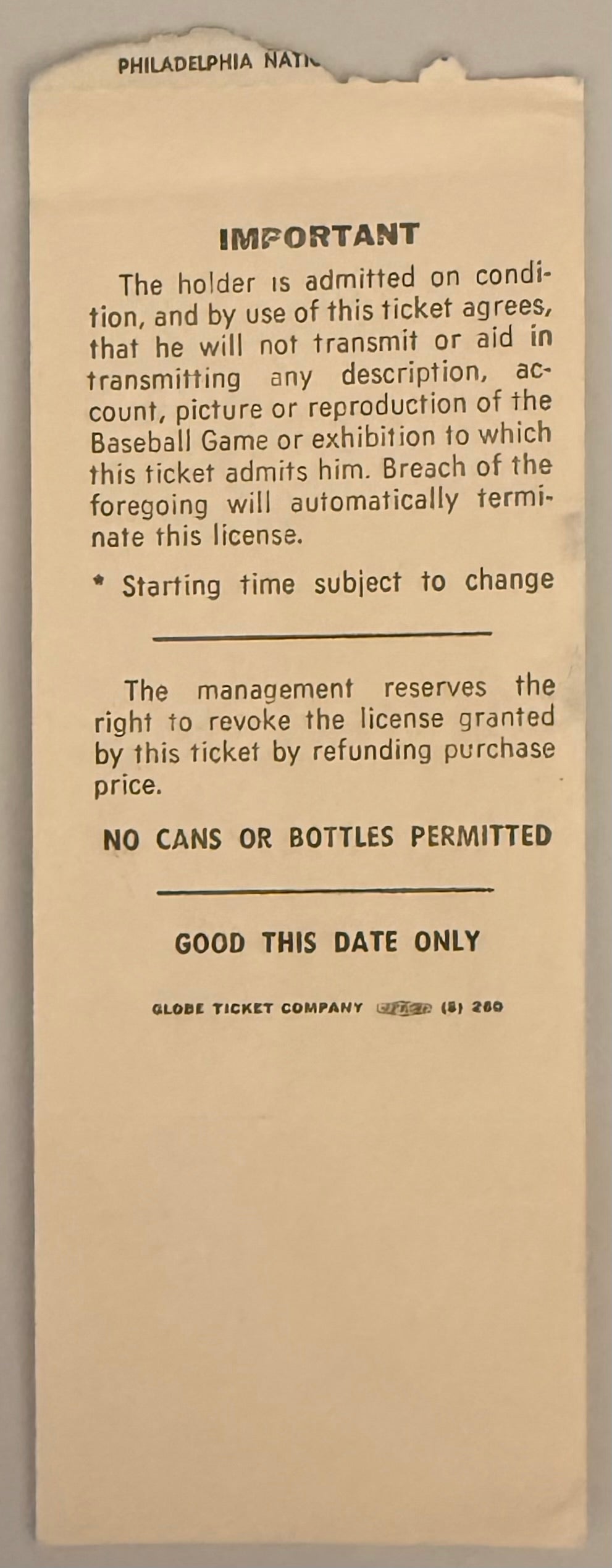 April 10, 1971, Opening Day, Veterans Stadium, Phillies-Good Condition