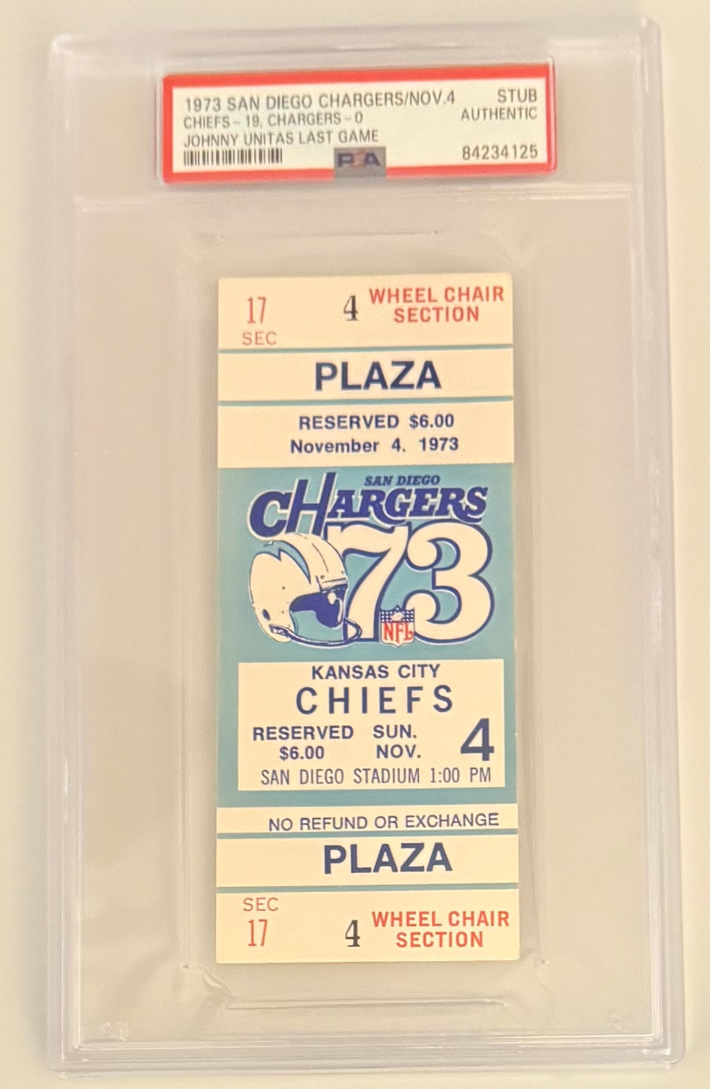 11/4/1973 Johnny Unitas Final Game