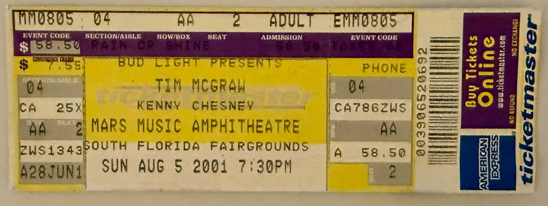 August 5, 2001, Tim McGraw and Kenny Chesney