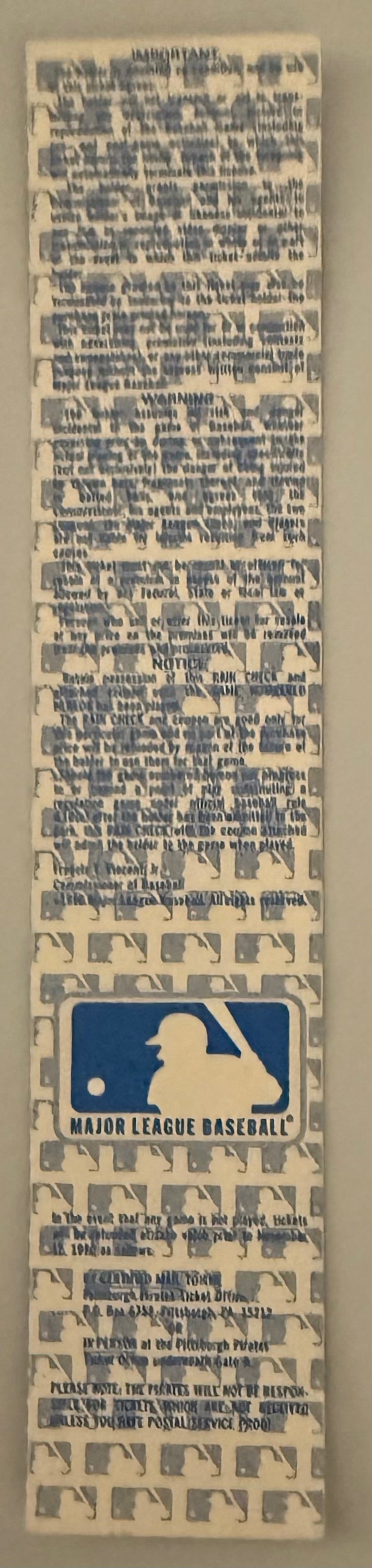 1990 NLCS Full Ticket, Game Three, Pittsburgh