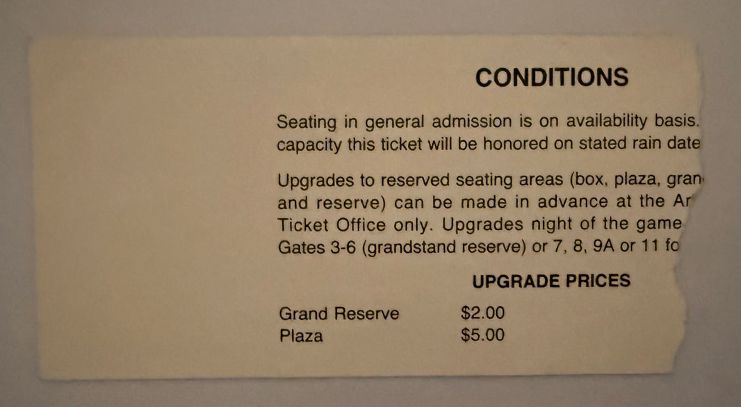 1991 Winn Dixie Ticket to Nolan Ryan‘s 7th No Hitter, 5/1/1991