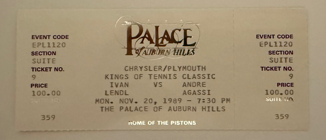 1989 Palace of Auburn Hills, Kings of Tennis Classic Ivan Lendl vs Andre Agassi, November 20, 1989