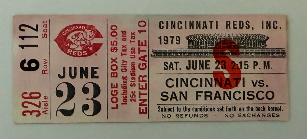 1979 June 23 Cincinnati versus San Francisco, Pedro Borbon Pitches Immaculate Inning, Writing on Reverse