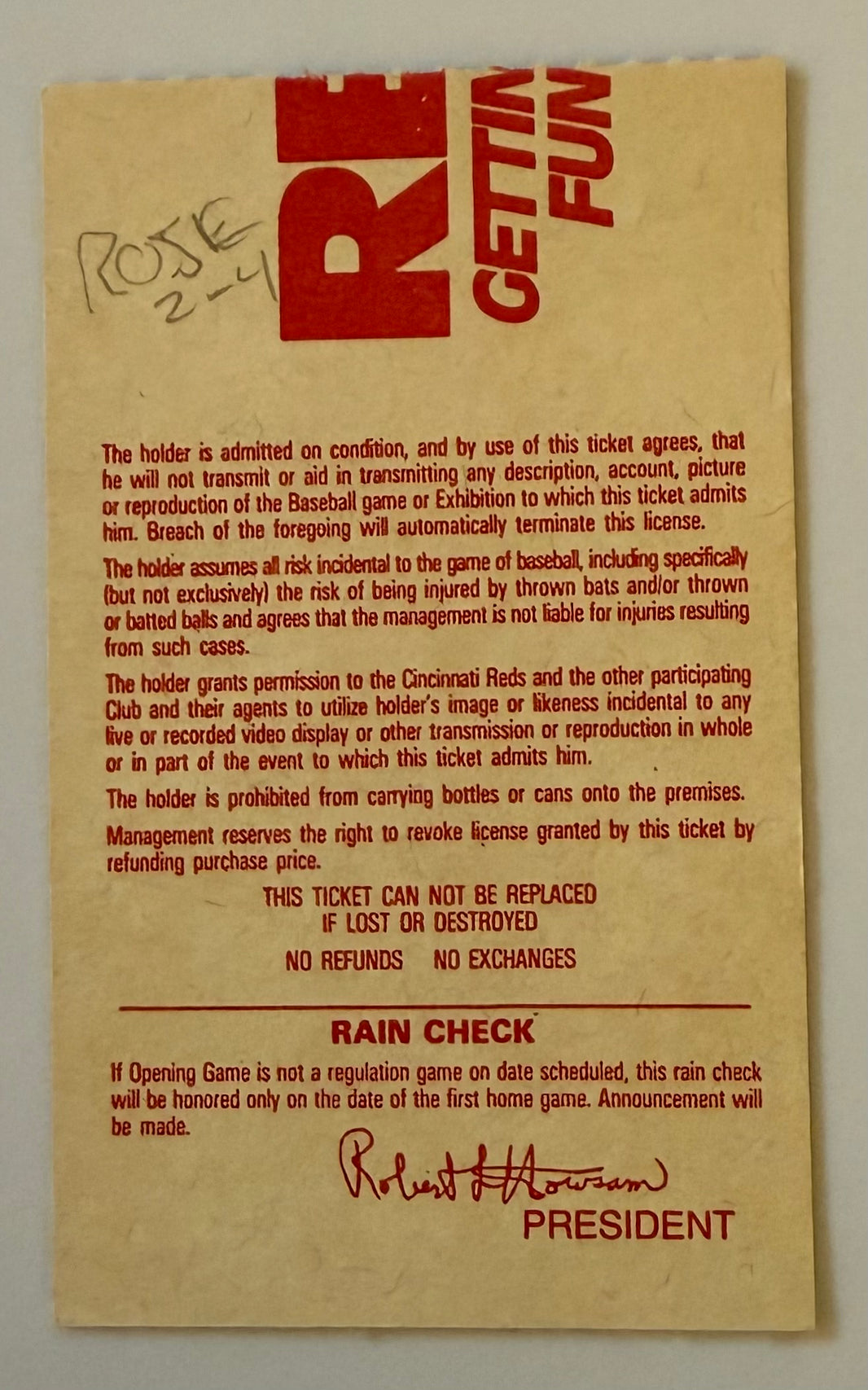 1985 Cincinnati Reds Opening Day Game