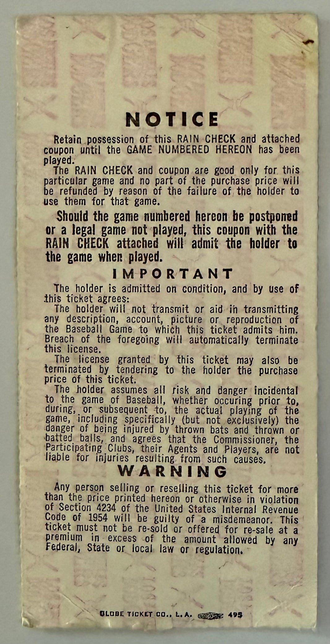 1963 World Series, Game 4, Dodgers Sweep Yankees, Fair Condition