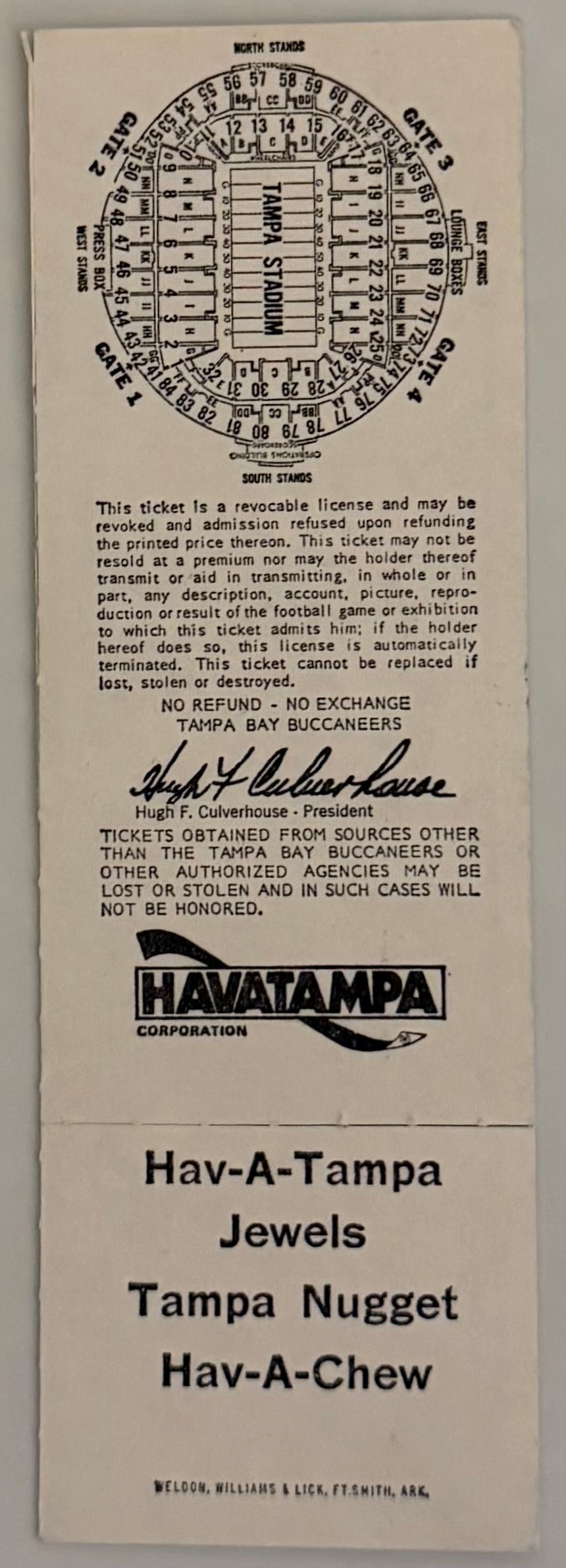 August 21, 1976, Tampa Bay First Ever Home Game Full Ticket