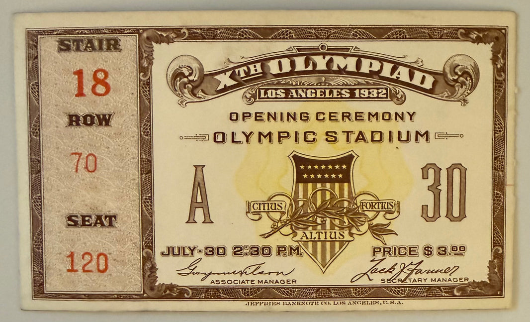 July 30, 1932, 1932 Olympics Opening Ceremonies
