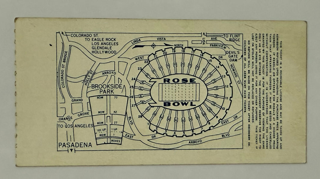 1953 Rose Bowl Game between the USC Trojans and Wisconsin Badgers, Student Ticket, January 1, 1953