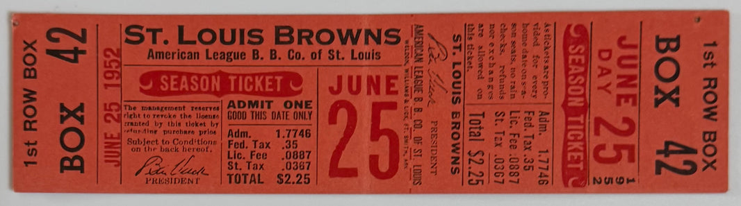 June 25, 1952, Browns versus Yankees, Satchel Paige Save, Mickey Mantle (C)