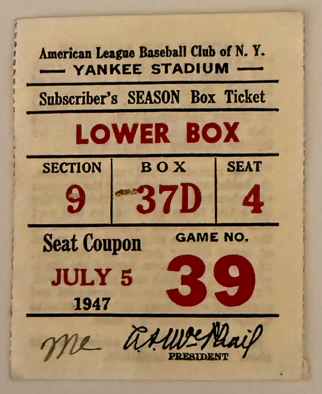 July 5, 1947, Yankees versus Athletics, DiMaggio/Berra
