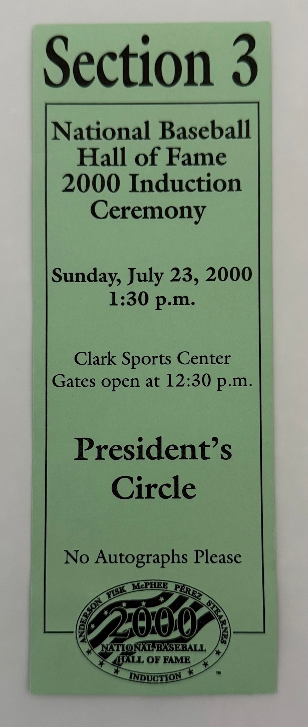 2000 National Baseball Hall of Fame Induction Ceremony Saturday, July 23, 2000 Sparky Anderson, Tony Perez, Marty Brennaman, and Carlton Fisk Induction
