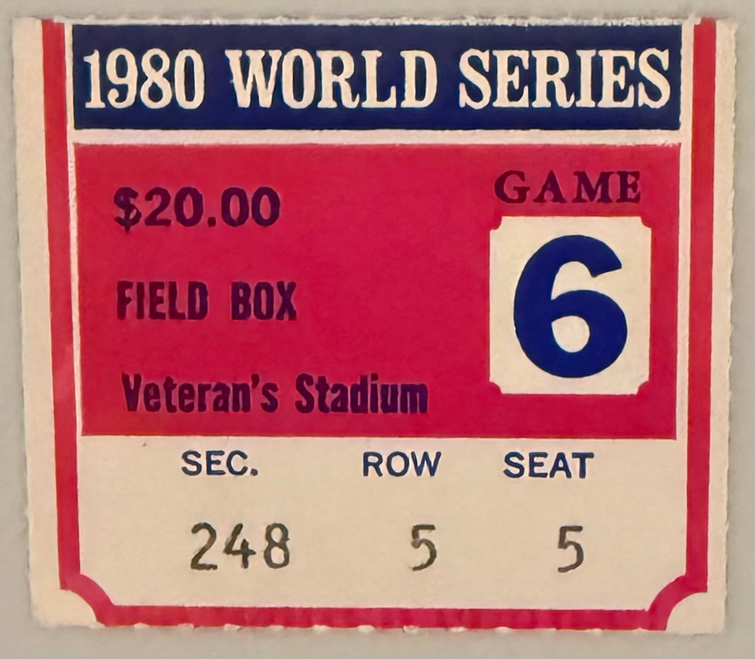 1980 World Series, Game Six, Audit Ticket, Phillies Clinch