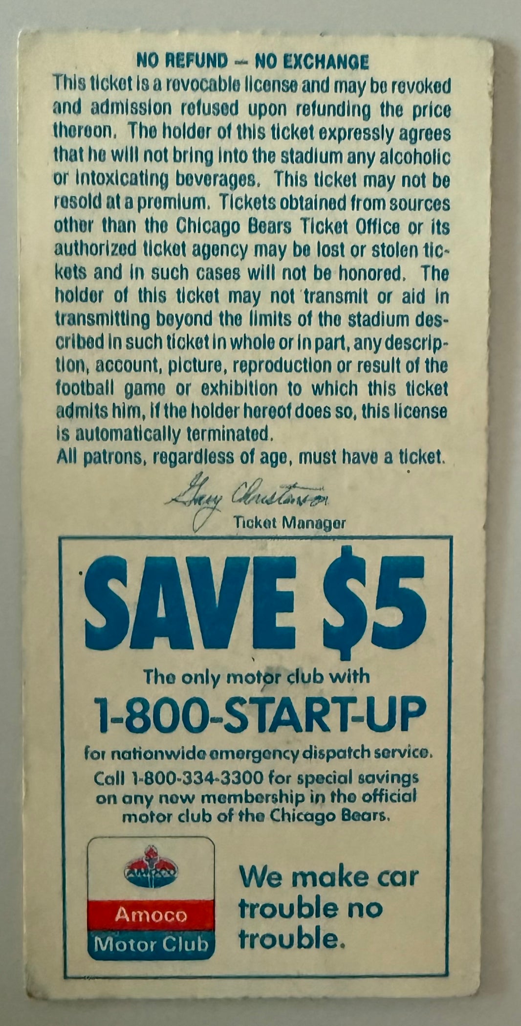 12/20/1987 Walter Payton Final Regular Season Game