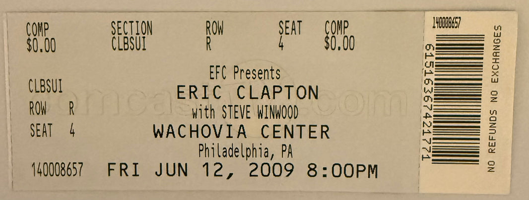 June 12, 2009, Eric Clapton, Philadelphia