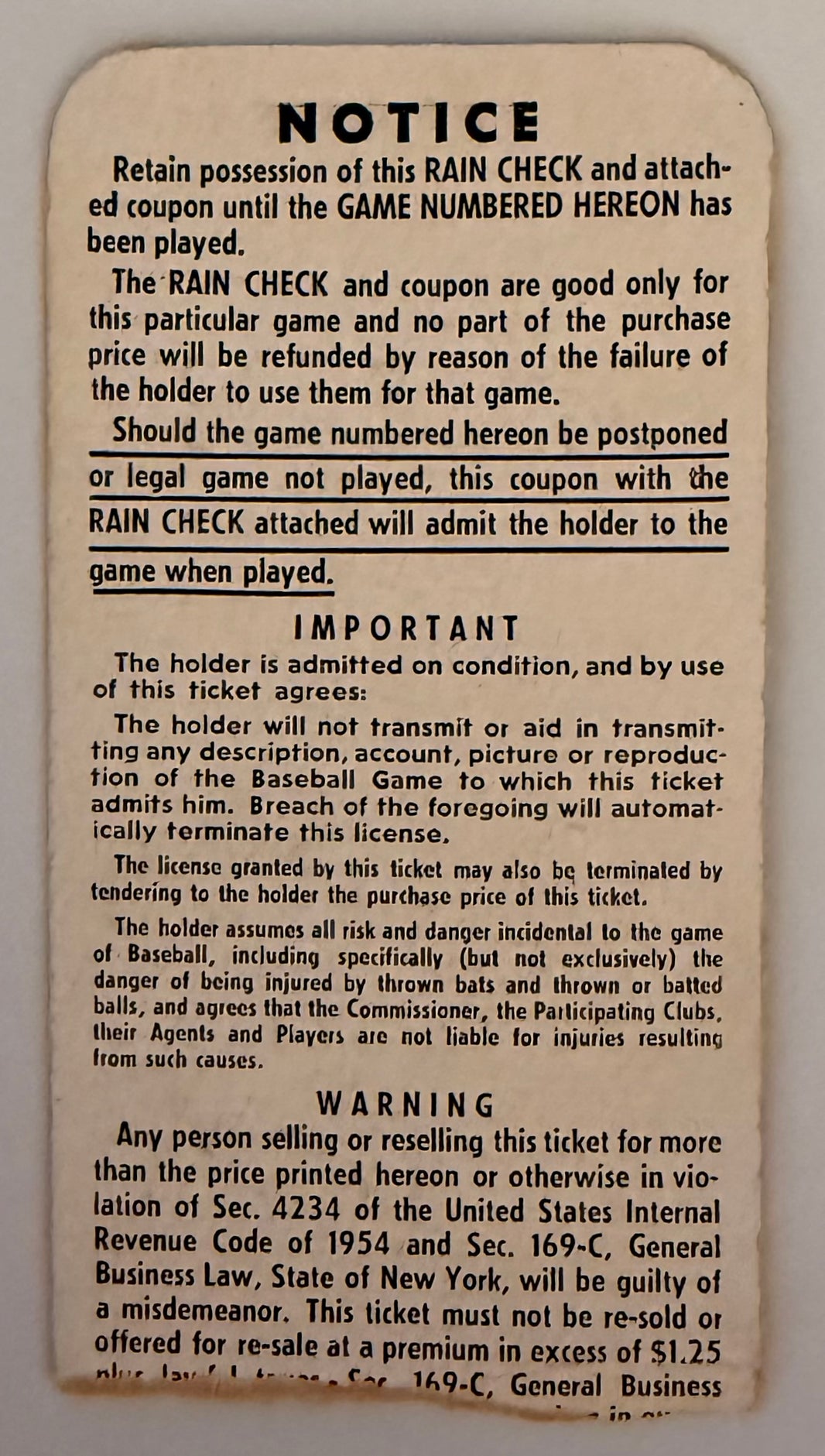 1957 World Series Game 1, Yankees Lose to Braves in 7 Games, Hank Aaron WS Debut, Writing on Stub